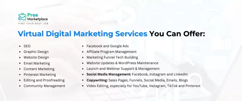 virtual digital marketing services you can offer