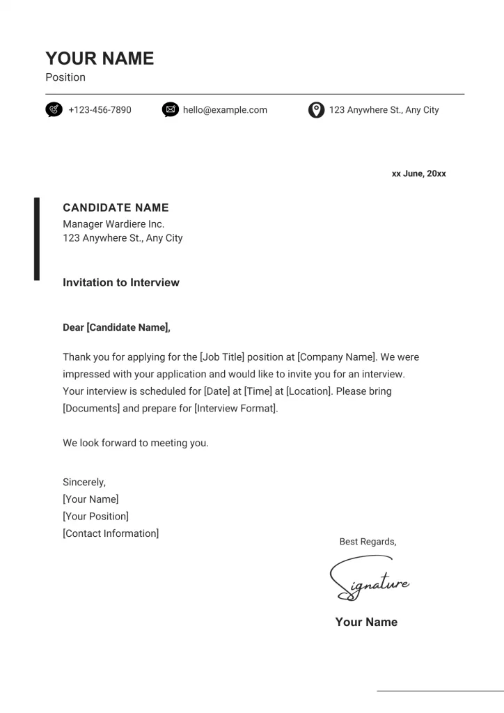 Invitation to Interview Letter