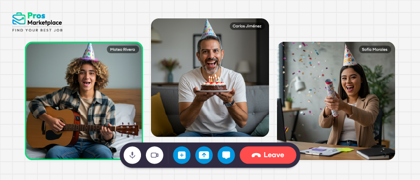 Remote team-building session with diverse LATAM and global employees