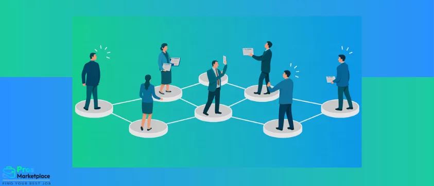 Icons of people standing and connecting